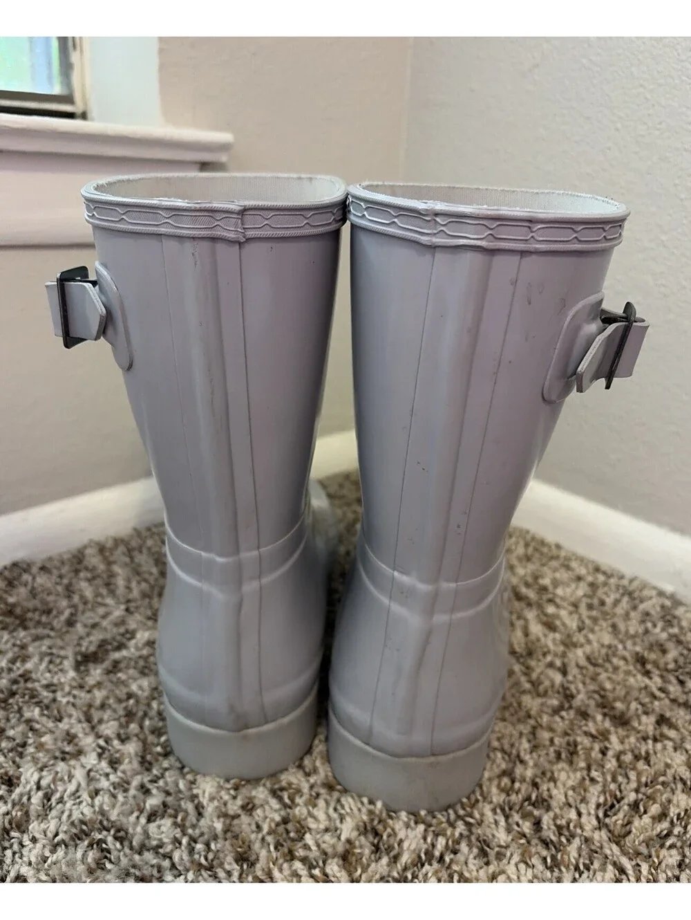 Hunters Boots Women’s Original Refined Short Gloss Boots Light Gray Size 10